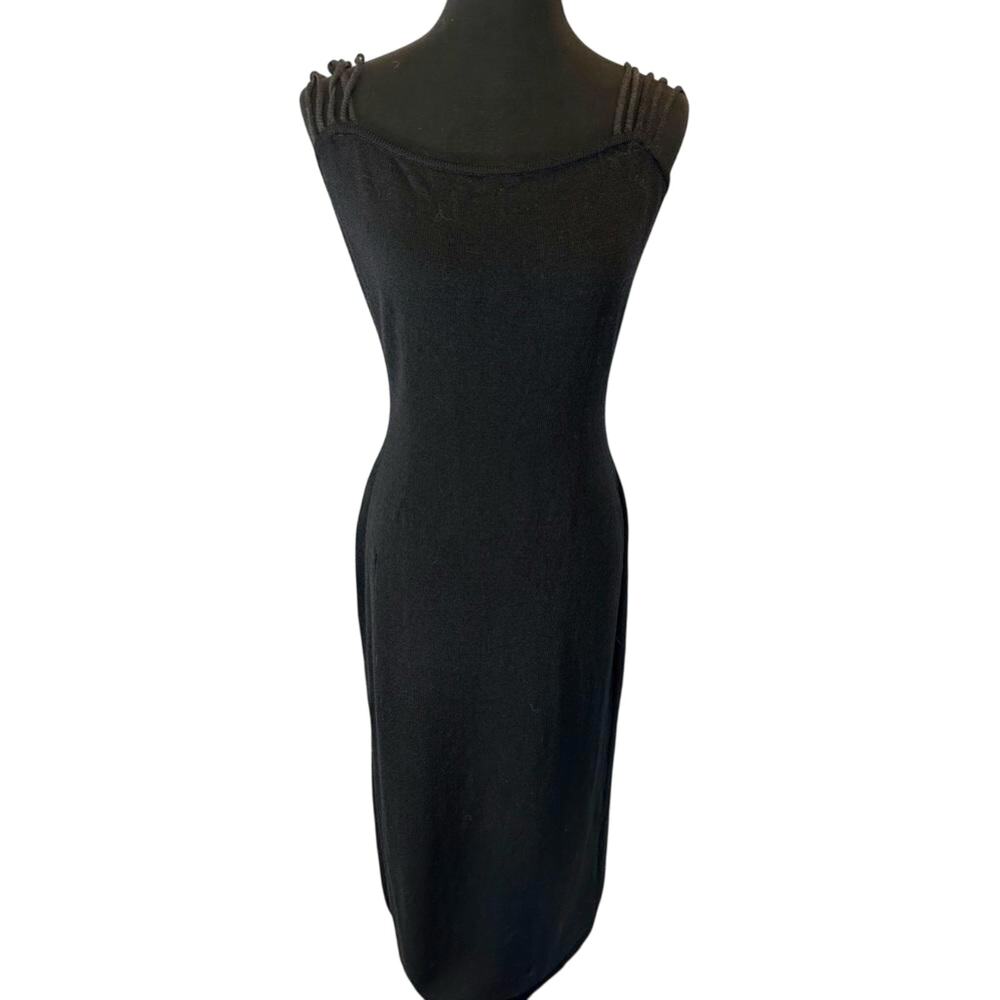 St John Evening Black Maxi Dress with Unique Shoulder Detail Size 8